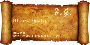Hlinka Gyula névjegykártya
