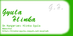 gyula hlinka business card